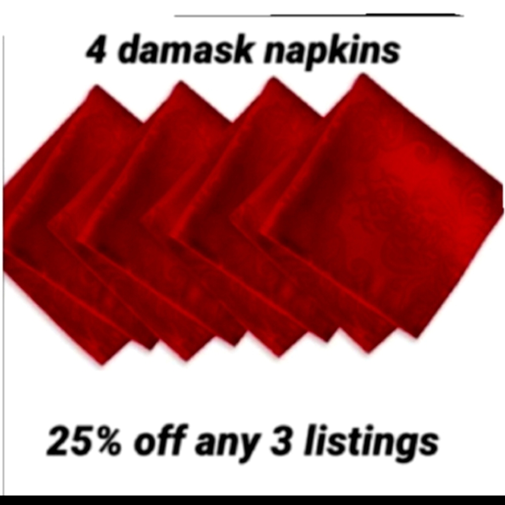 4 Damask microfiber luxury napkins Kensington dish